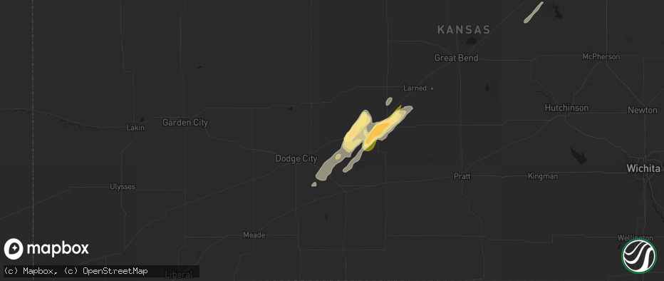 Hail map in Spearville, KS on May 18, 2026