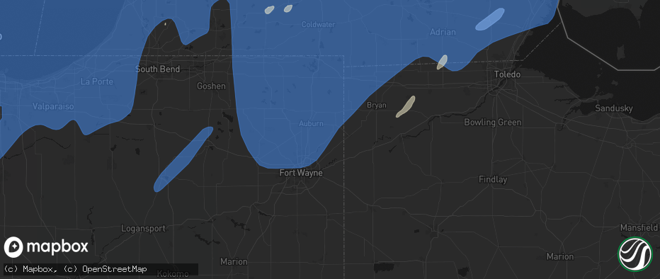 Hail map in Spencerville, IN on May 18, 2026