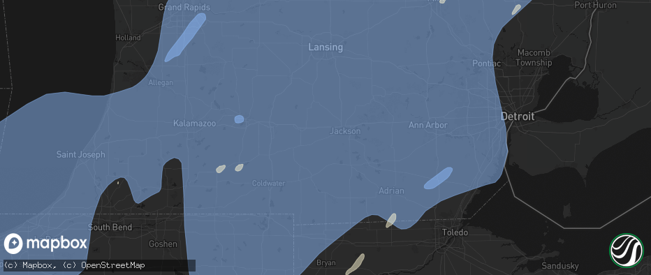 Hail map in Spring Arbor, MI on May 18, 2026