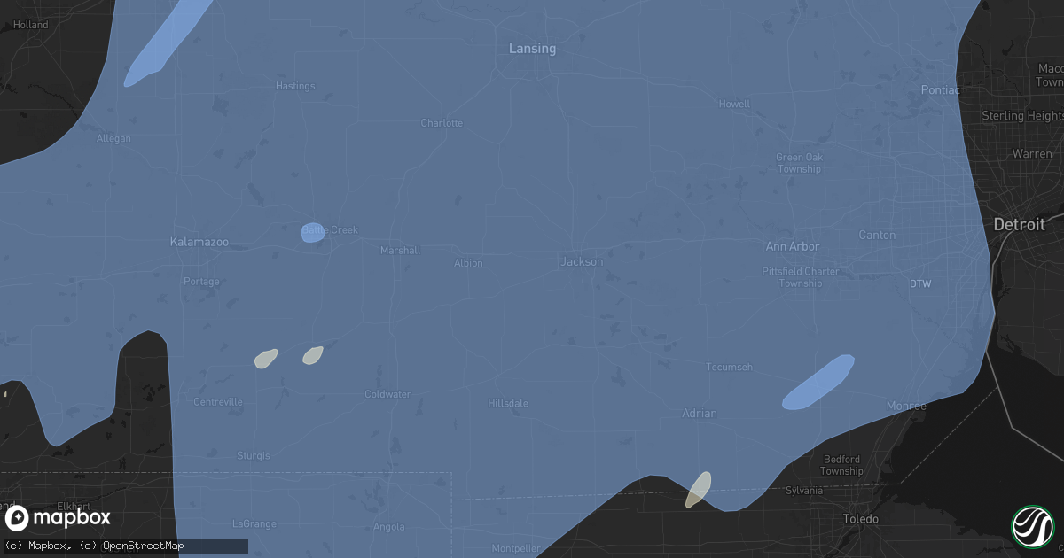 Hail map in Spring Arbor, MI on May 18, 2026