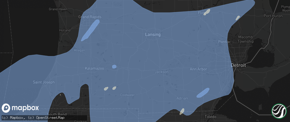 Hail map in Springport, MI on May 18, 2026