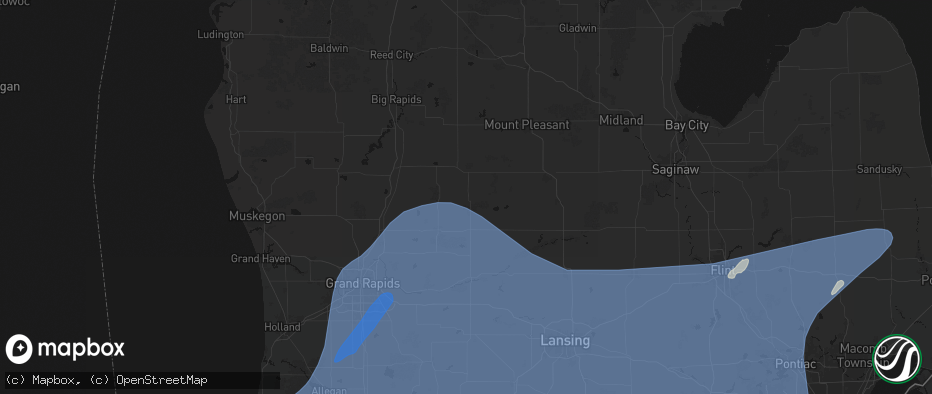 Hail map in Stanton, MI on May 18, 2026