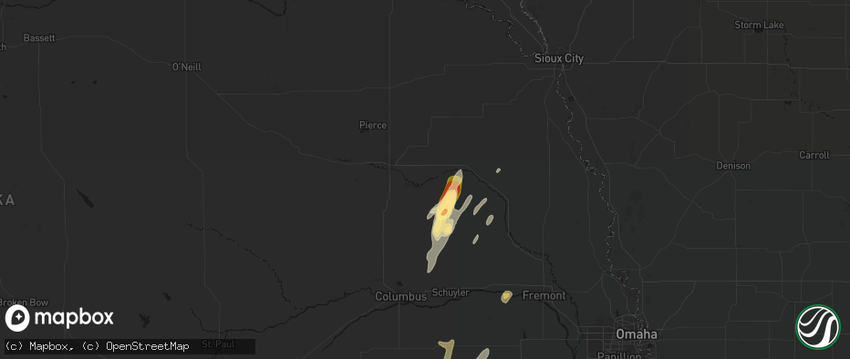 Hail map in Stanton, NE on May 18, 2026