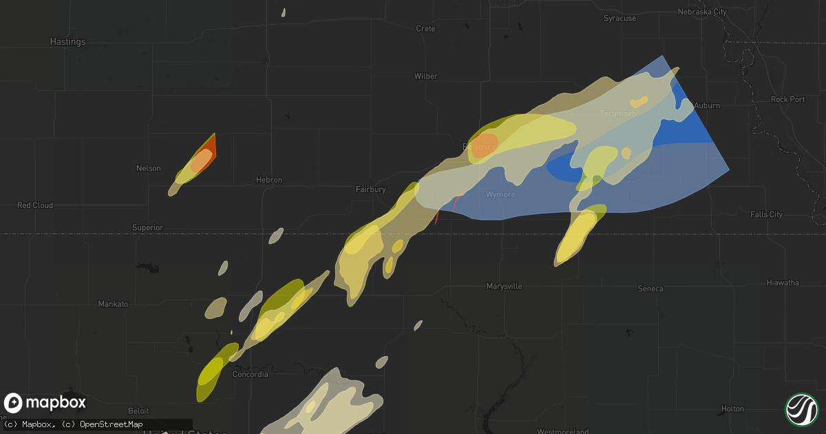 Hail map in Steele City, NE on May 18, 2026