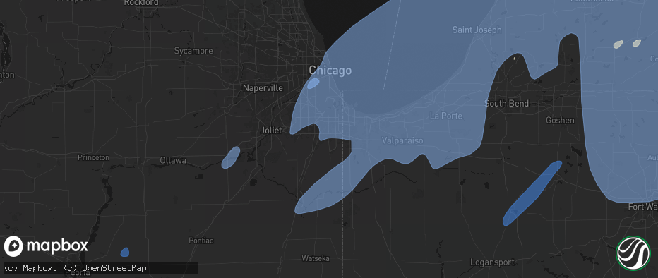 Hail map in Steger, IL on May 18, 2026