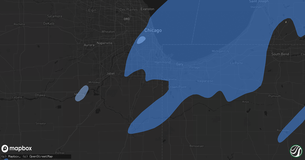 Hail map in Steger, IL on May 18, 2026