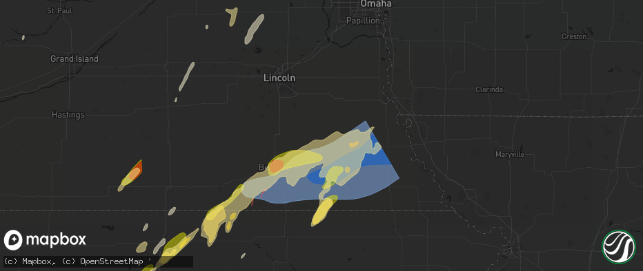 Hail map in Sterling, NE on May 18, 2026