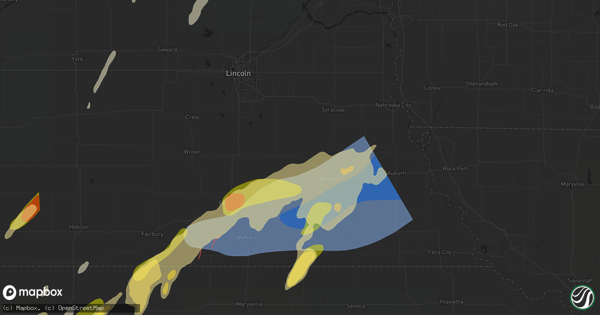 Hail map in Sterling, NE on May 18, 2026