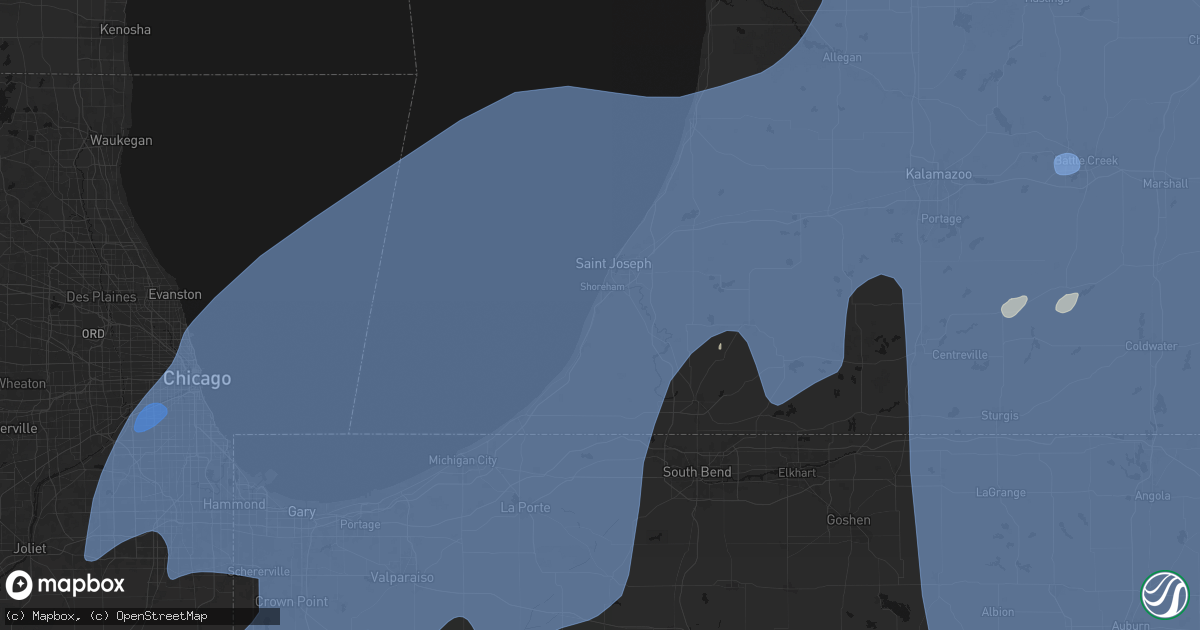 Hail map in Stevensville, MI on May 18, 2026