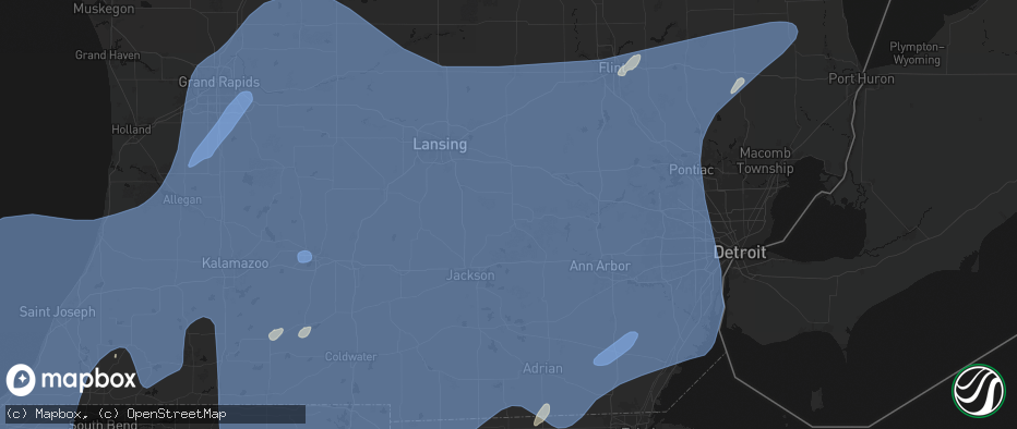 Hail map in Stockbridge, MI on May 18, 2026
