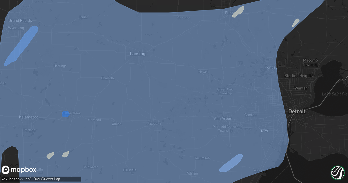 Hail map in Stockbridge, MI on May 18, 2026