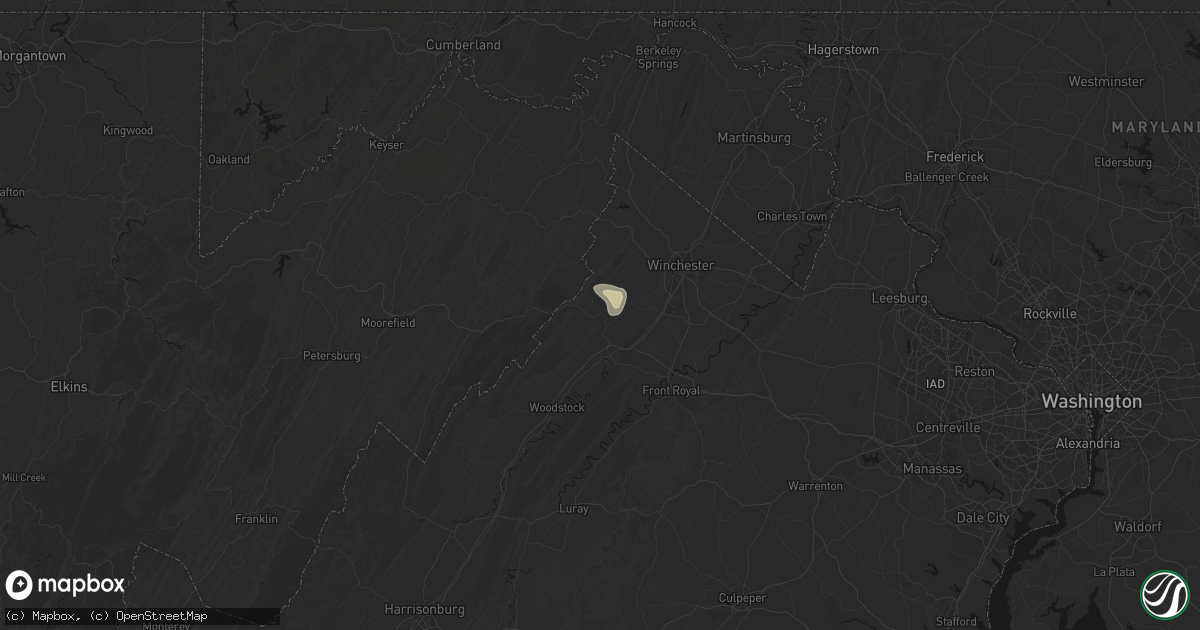 Hail map in Strasburg, VA on May 18, 2026