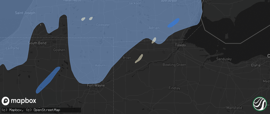 Hail map in Stryker, OH on May 18, 2026