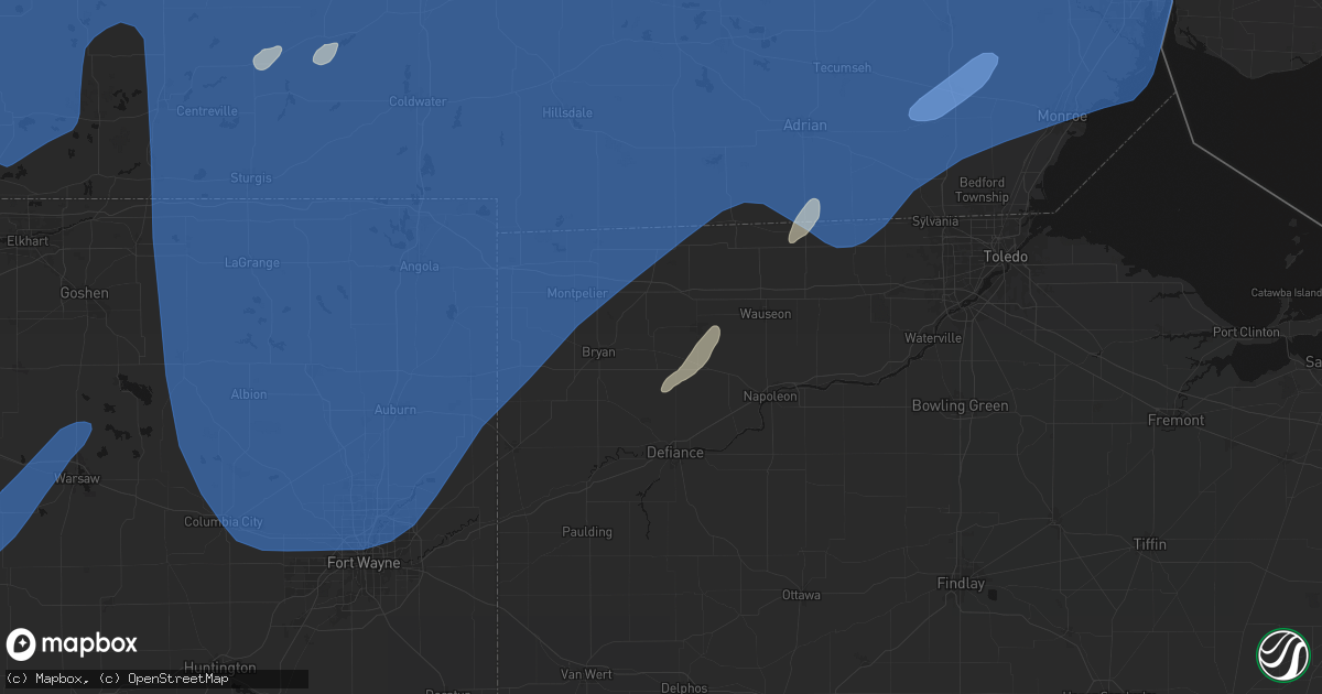 Hail map in Stryker, OH on May 18, 2026