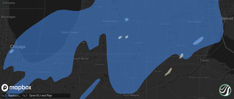 Hail map in Sturgis, MI on May 18, 2026