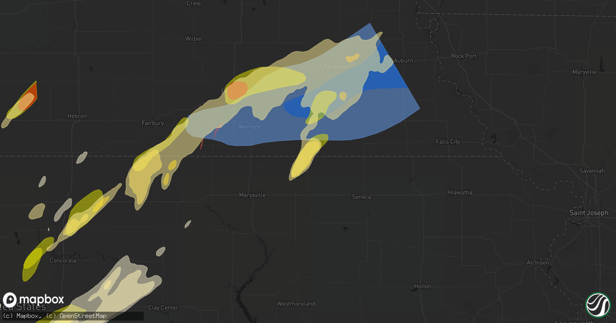 Hail map in Summerfield, KS on May 18, 2026