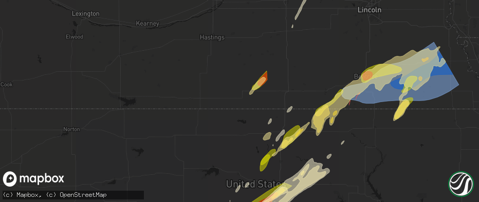 Hail map in Superior, NE on May 18, 2026