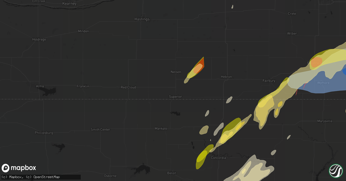 Hail map in Superior, NE on May 18, 2026
