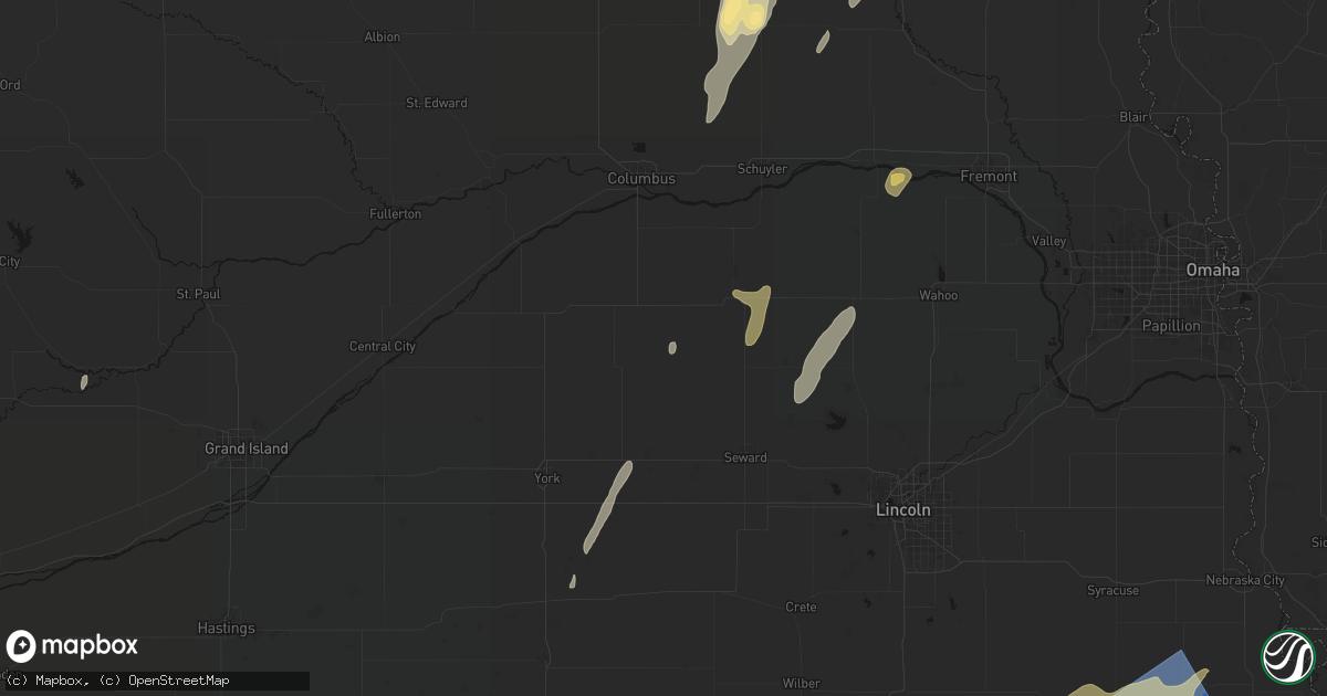 Hail map in Surprise, NE on May 18, 2026