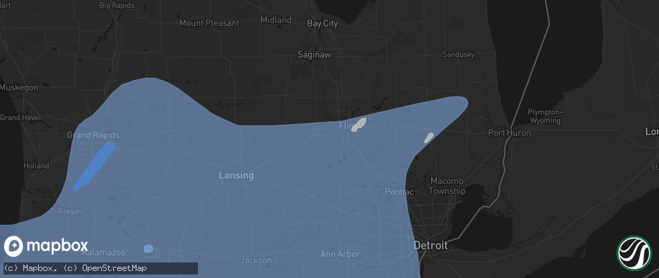 Hail map in Swartz Creek, MI on May 18, 2026