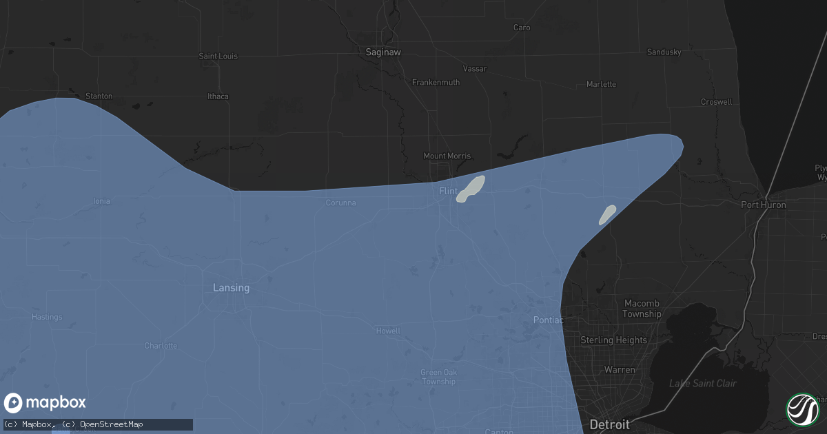 Hail map in Swartz Creek, MI on May 18, 2026