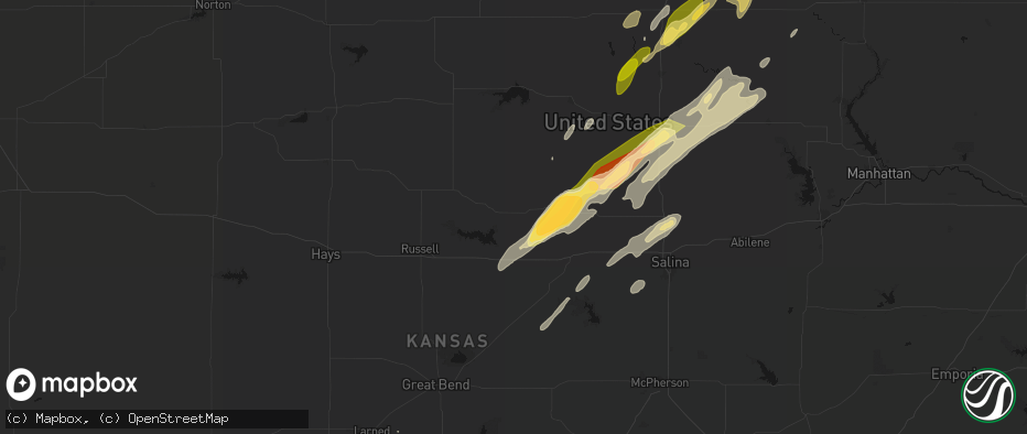Hail map in Sylvan Grove, KS on May 18, 2026