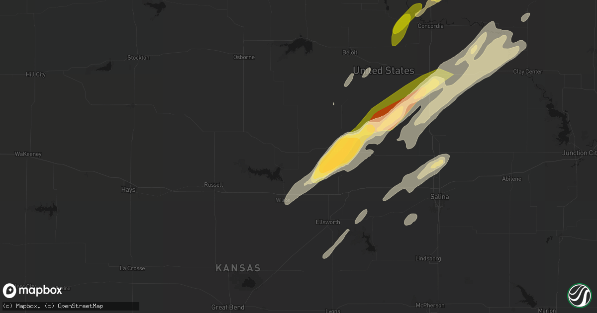 Hail map in Sylvan Grove, KS on May 18, 2026