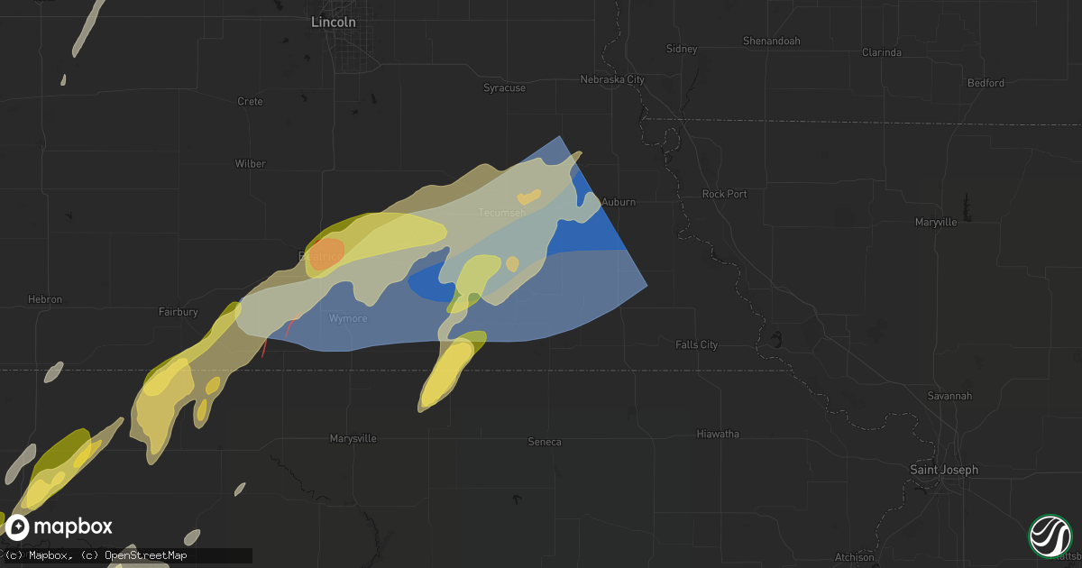 Hail map in Table Rock, NE on May 18, 2026