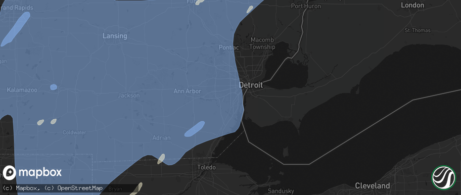 Hail map in Taylor, MI on May 18, 2026