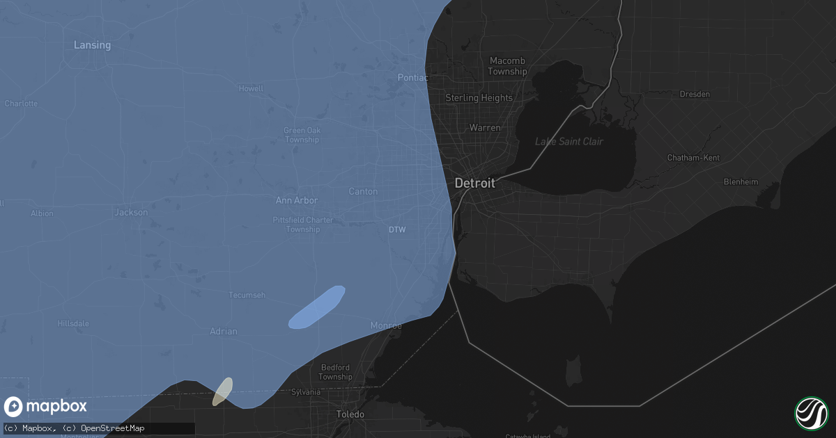 Hail map in Taylor, MI on May 18, 2026