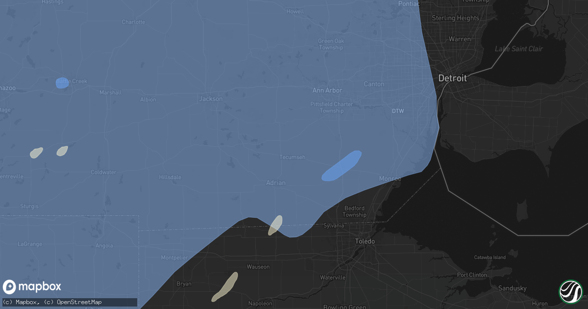 Hail map in Tecumseh, MI on May 18, 2026
