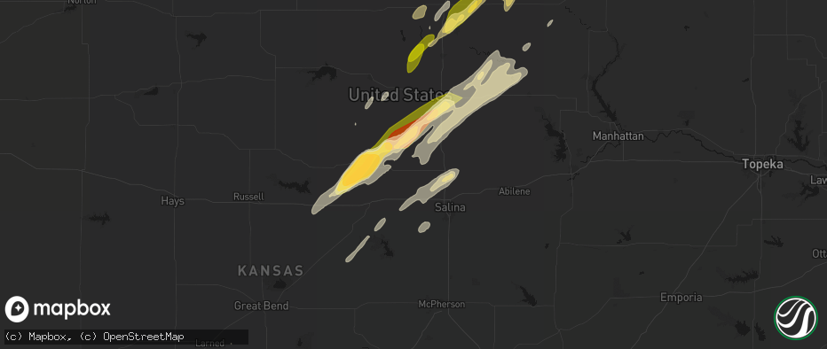 Hail map in Tescott, KS on May 18, 2026