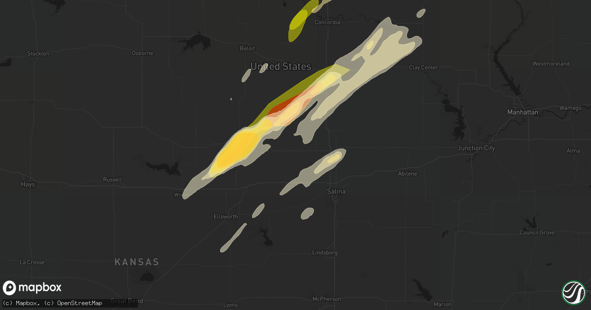 Hail map in Tescott, KS on May 18, 2026