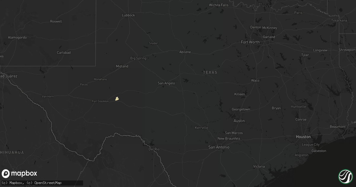 Hail map in Texas on May 18, 2026