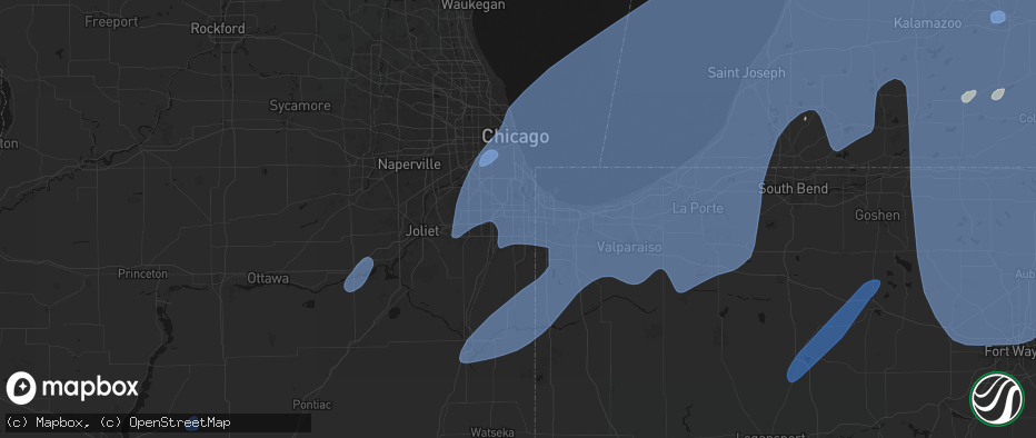 Hail map in Thornton, IL on May 18, 2026