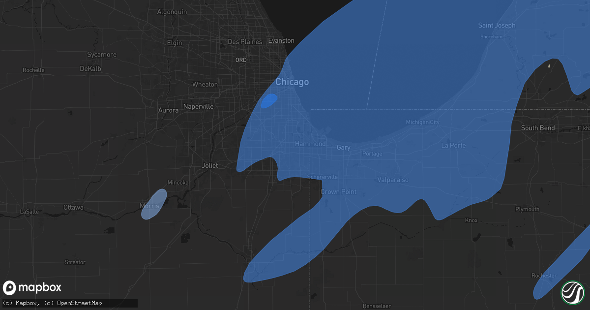 Hail map in Thornton, IL on May 18, 2026