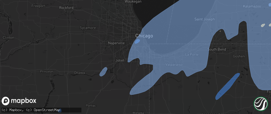 Hail map in Tinley Park, IL on May 18, 2026