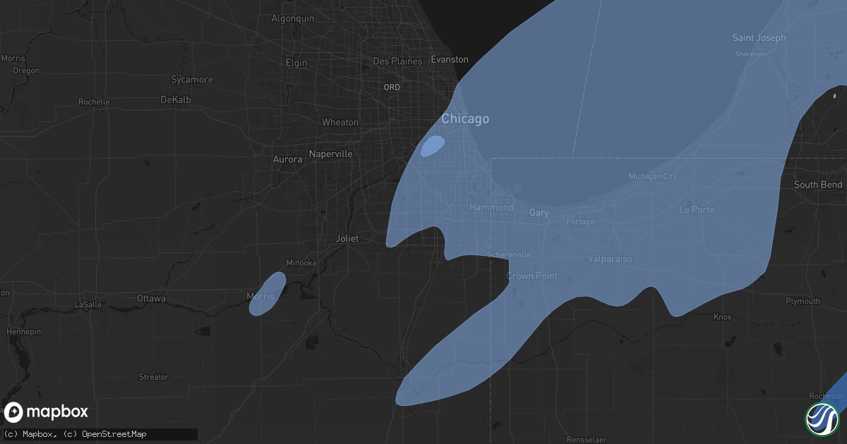 Hail map in Tinley Park, IL on May 18, 2026