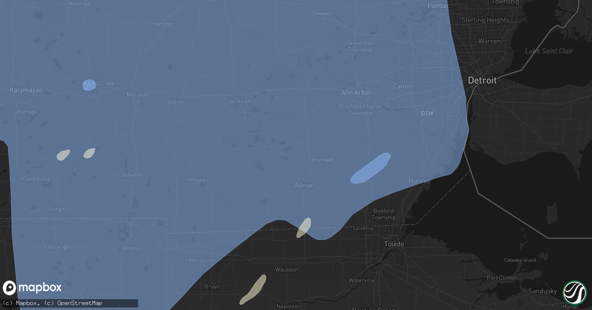 Hail map in Tipton, MI on May 18, 2026