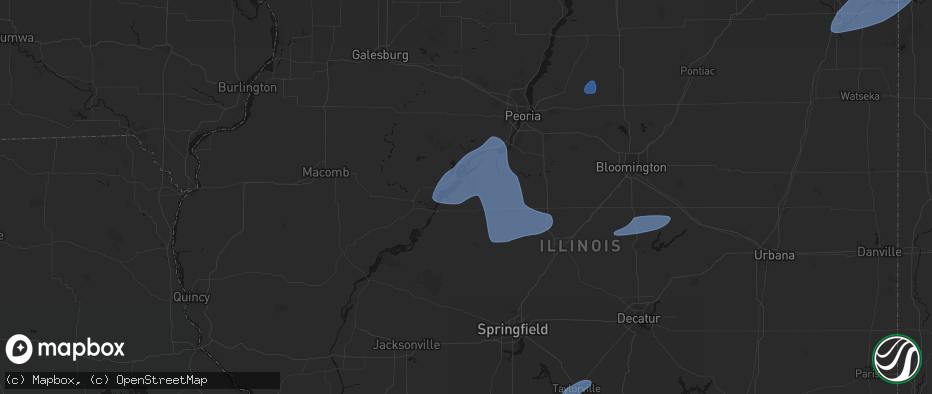 Hail map in Topeka, IL on May 18, 2026