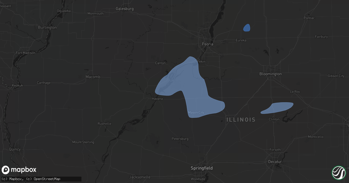 Hail map in Topeka, IL on May 18, 2026