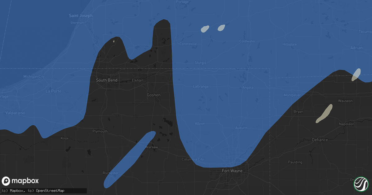 Hail map in Topeka, IN on May 18, 2026