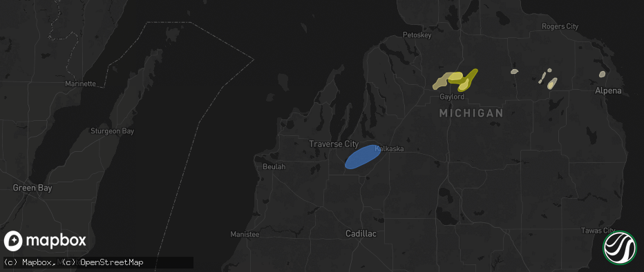 Hail map in Traverse City, MI on May 18, 2026