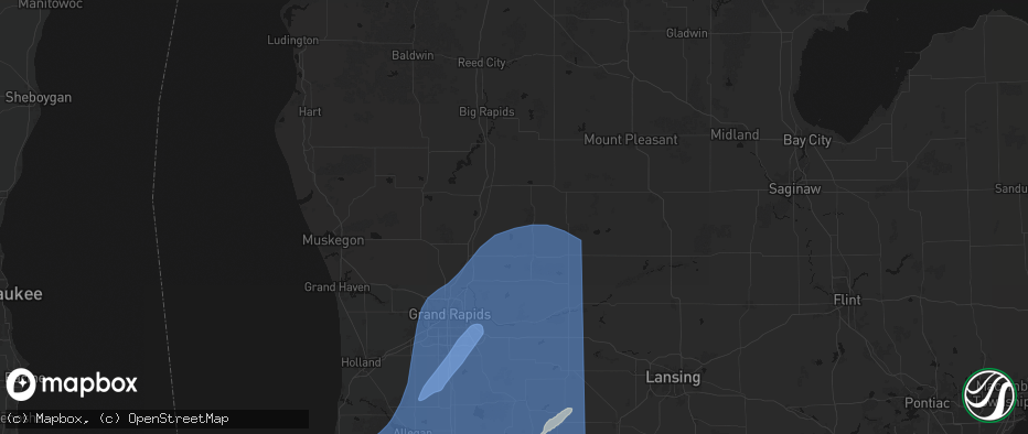 Hail map in Trufant, MI on May 18, 2026