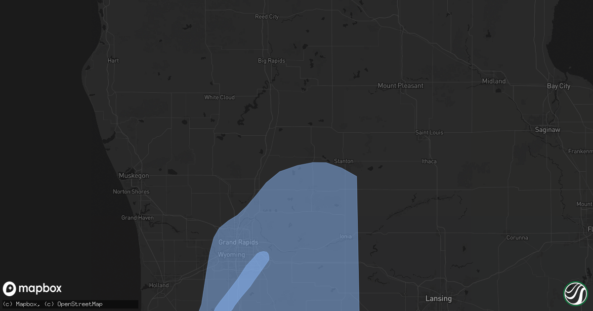 Hail map in Trufant, MI on May 18, 2026