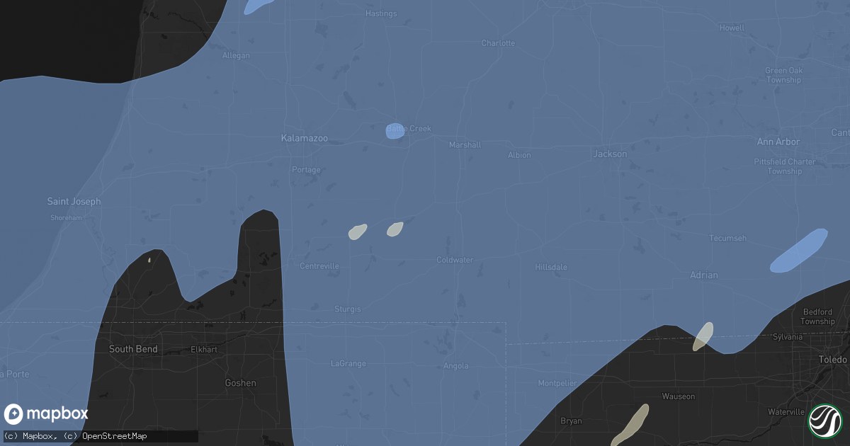 Hail map in Union City, MI on May 18, 2026