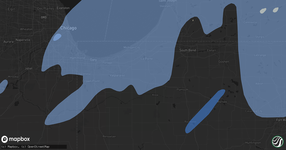 Hail map in Union Mills, IN on May 18, 2026