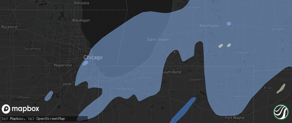 Hail map in Union Pier, MI on May 18, 2026