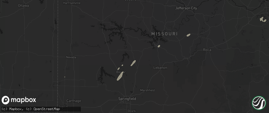 Hail map in Urbana, MO on May 18, 2026