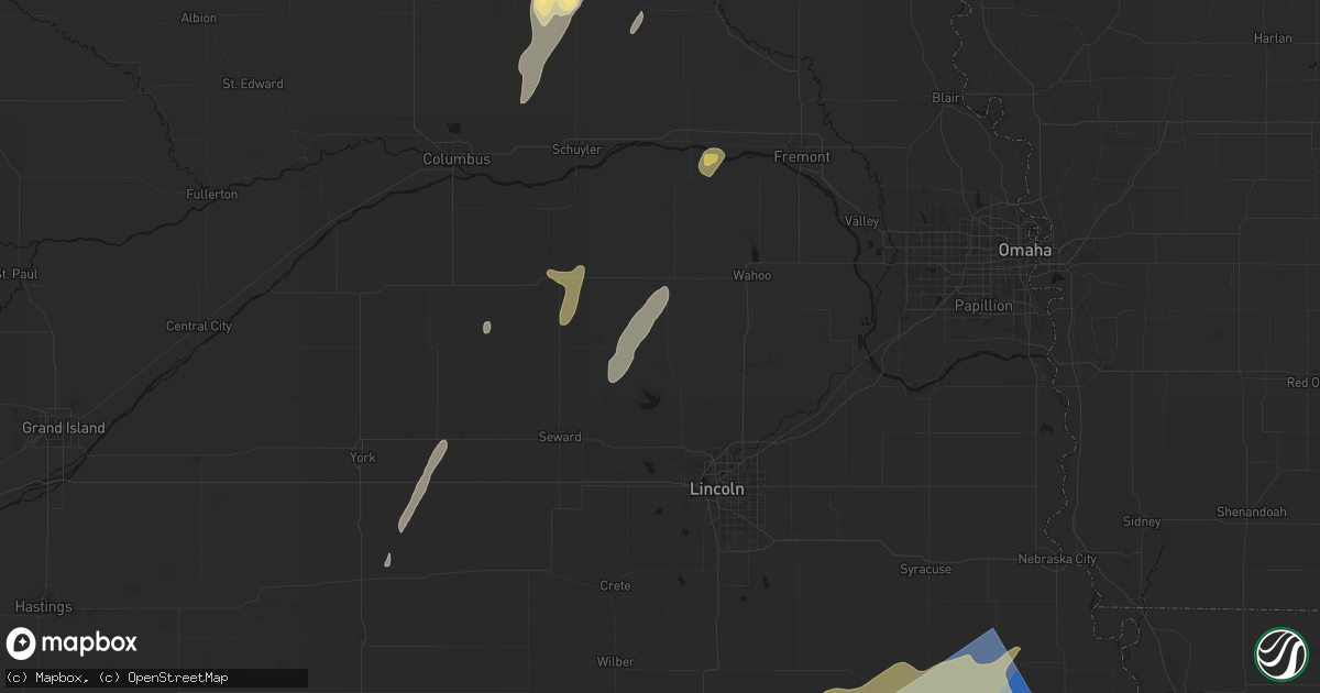 Hail map in Valparaiso, NE on May 18, 2026